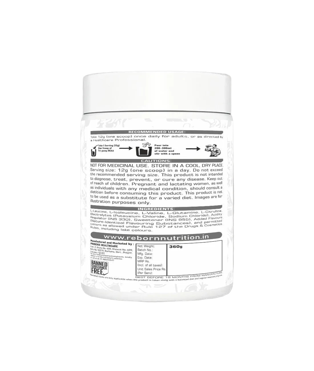 REBORN NUTRITION TRI-PUMP BCAA - 30 SERVINGS