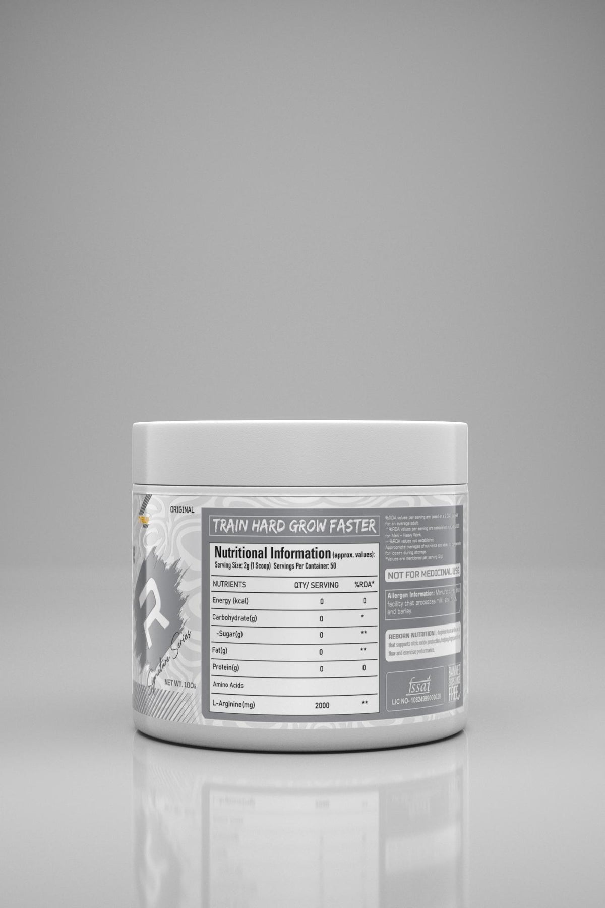 REBORN NUTRITION SIGNATURE SERIES L-ARGININE POWDER | 2000MG | 50 SERVINGS