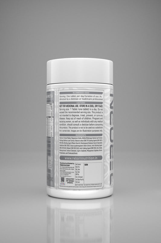 REBORN NUTRITION DAILY CALCIUM MAGNESIUM + ZINC WITH VITAMIN D3 & K2 | 60 TABLETS