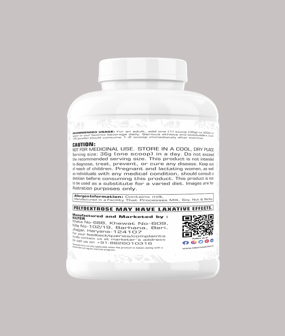 REBORN NUTRITION PRO-ACTIVE ISO WHEY COMPLEX ,25G PROTEIN | 55 SERVINGS | KESAR PISTA FLAVOUR