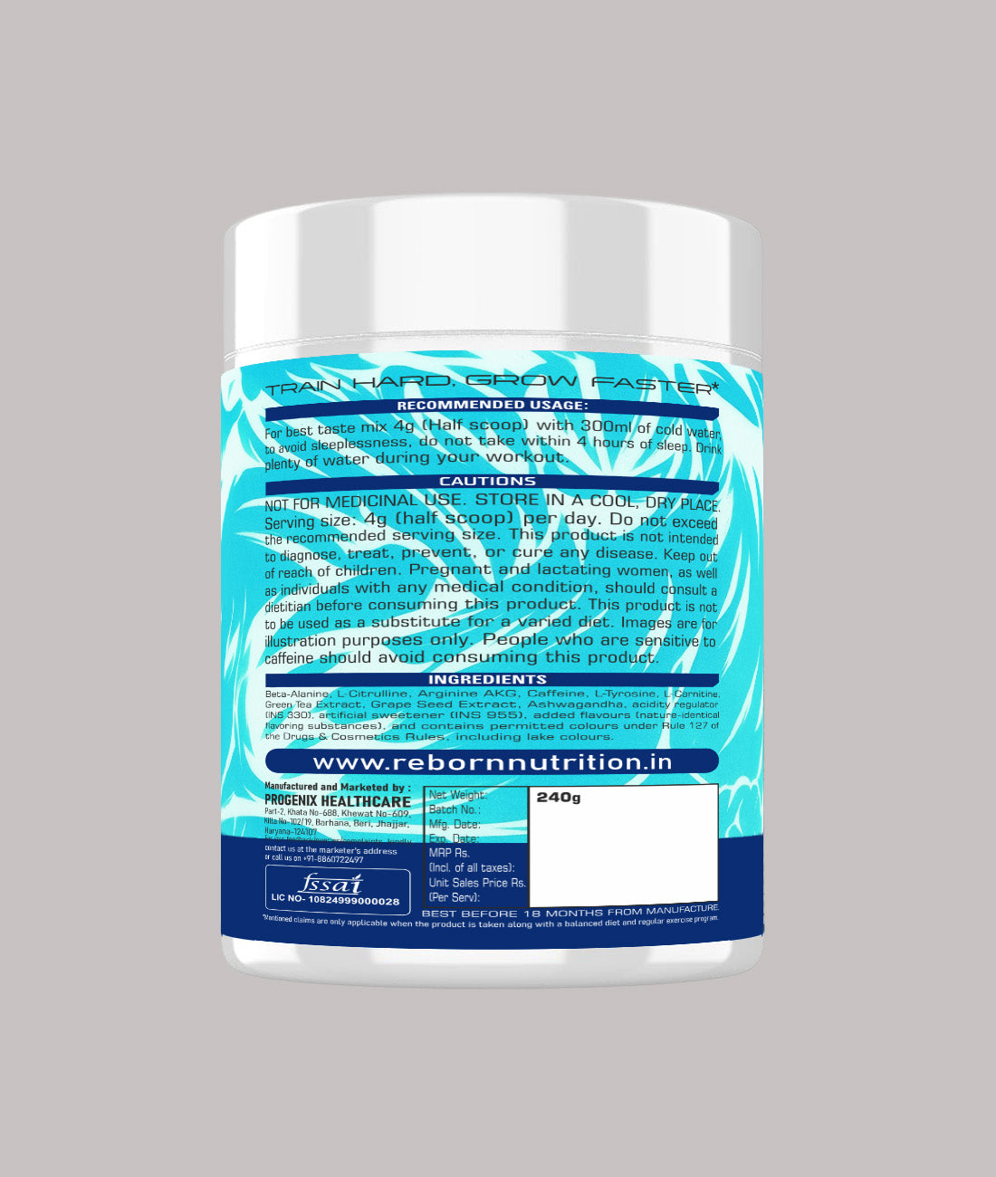 REBORN NUTRITION NUTRACEUTICALS HYPER  SHOT PRE-WORKOUT , 60 SERVINGS