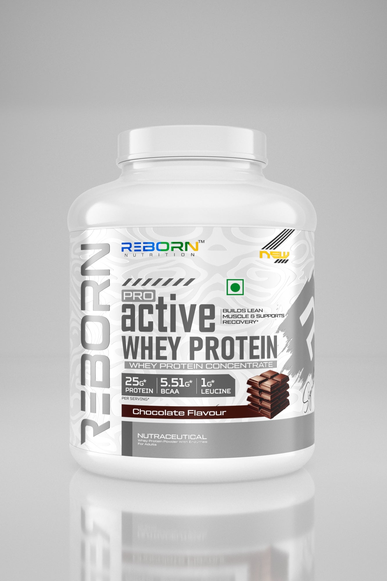 REBORN NUTRITION PRO-ACTIVE WHEY  ,25G PROTEIN | 50 SERVINGS | KESAR PISTA FLAVOUR