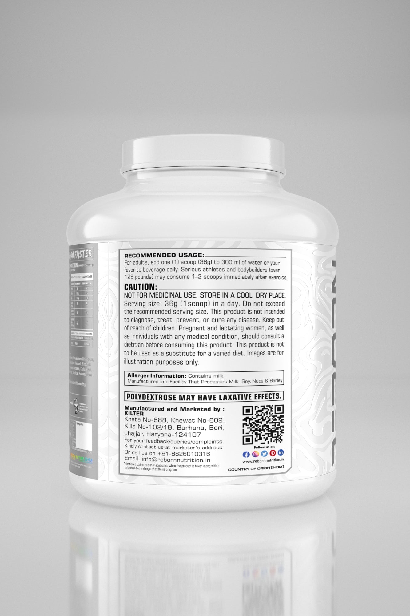 REBORN NUTRITION PRO-ACTIVE WHEY  ,25G PROTEIN | 50 SERVINGS | KESAR PISTA FLAVOUR