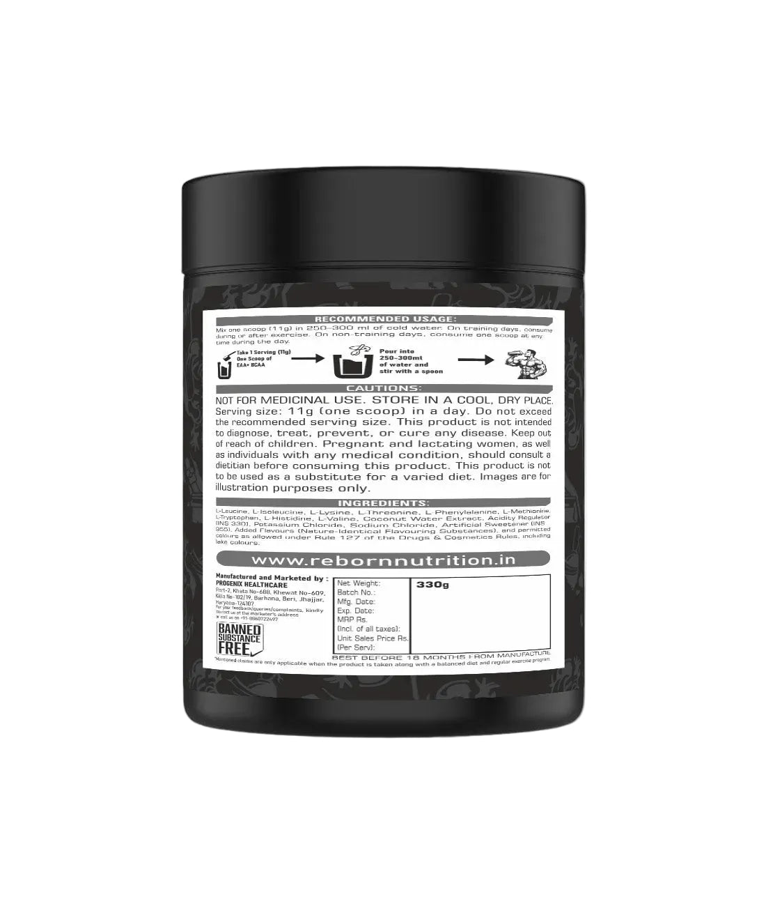REBORN PRO EAA + BCAA SUPPLEMENT ESSENTIAL AMINO ACIDS - 30 SERVINGS