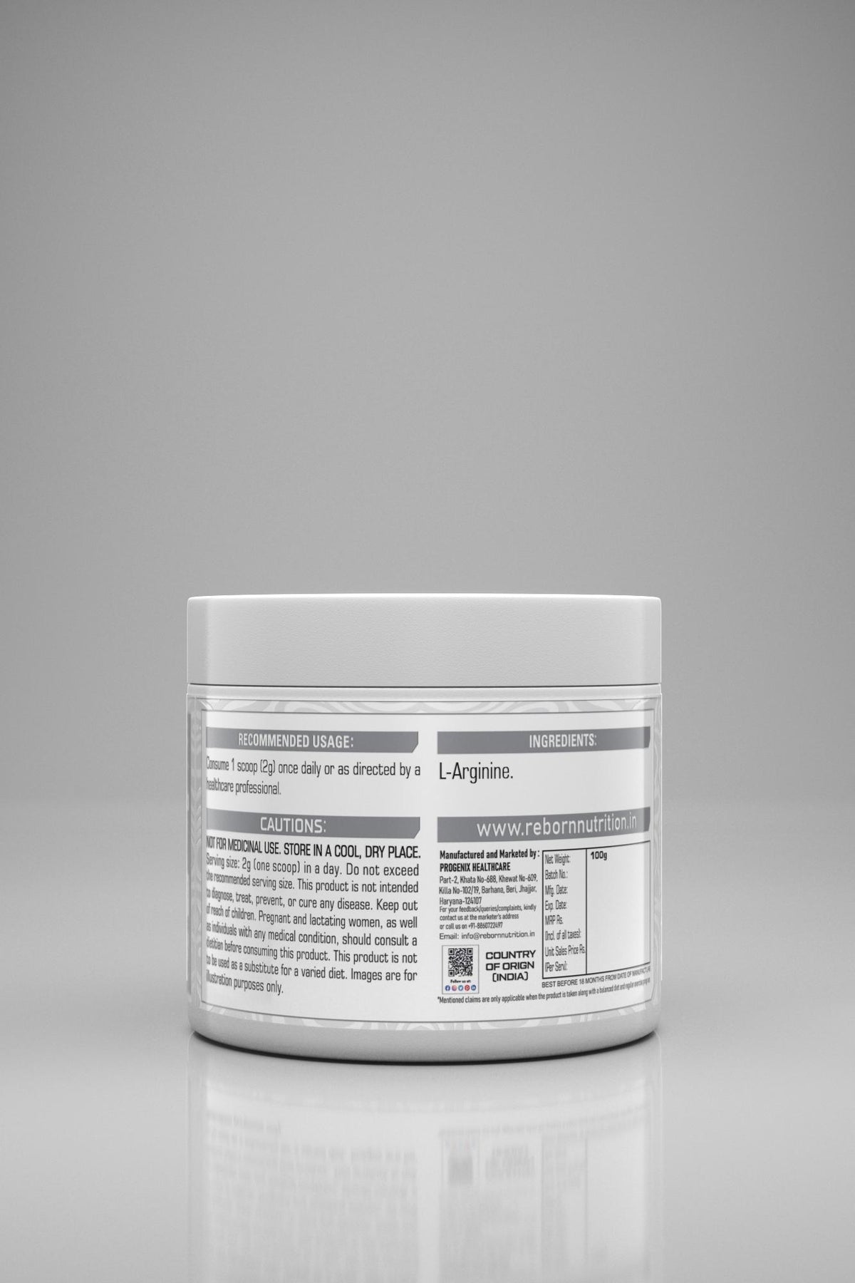 REBORN NUTRITION SIGNATURE SERIES L-ARGININE POWDER | 2000MG | 50 SERVINGS