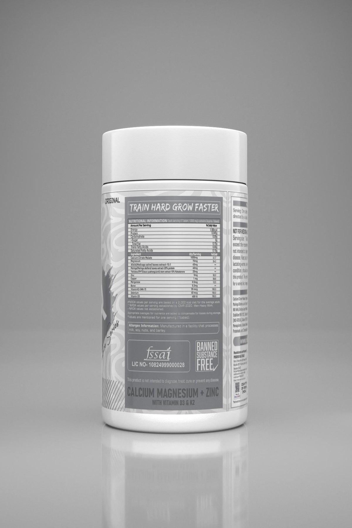 REBORN NUTRITION DAILY CALCIUM MAGNESIUM + ZINC WITH VITAMIN D3 & K2 | 60 TABLETS