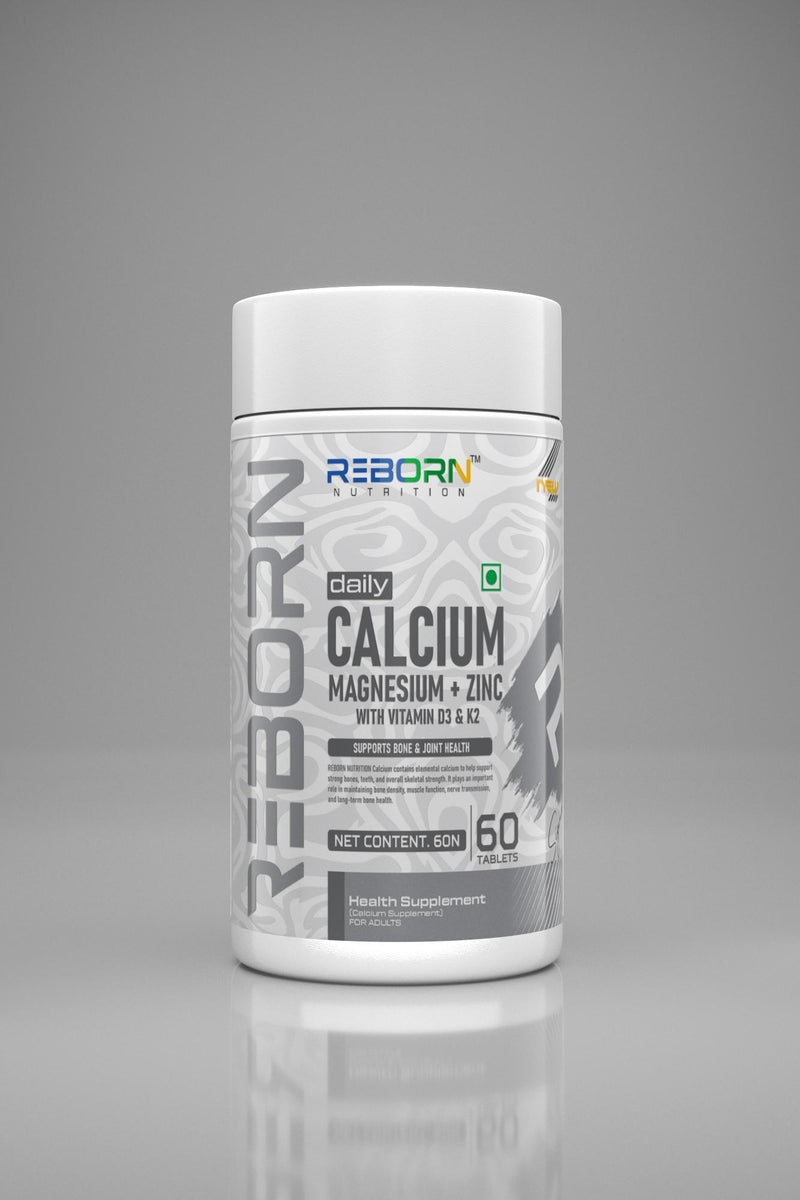 REBORN NUTRITION DAILY CALCIUM MAGNESIUM + ZINC WITH VITAMIN D3 & K2 | 60 TABLETS