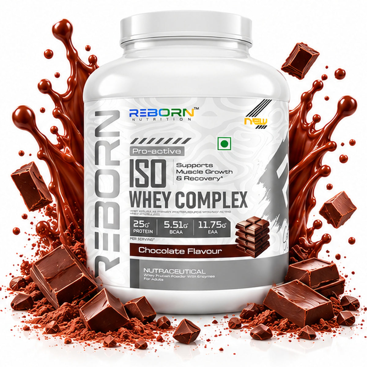 REBORN NUTRITION PRO-ACTIVE ISO WHEY COMPLEX ,25G PROTEIN | 55 Serving