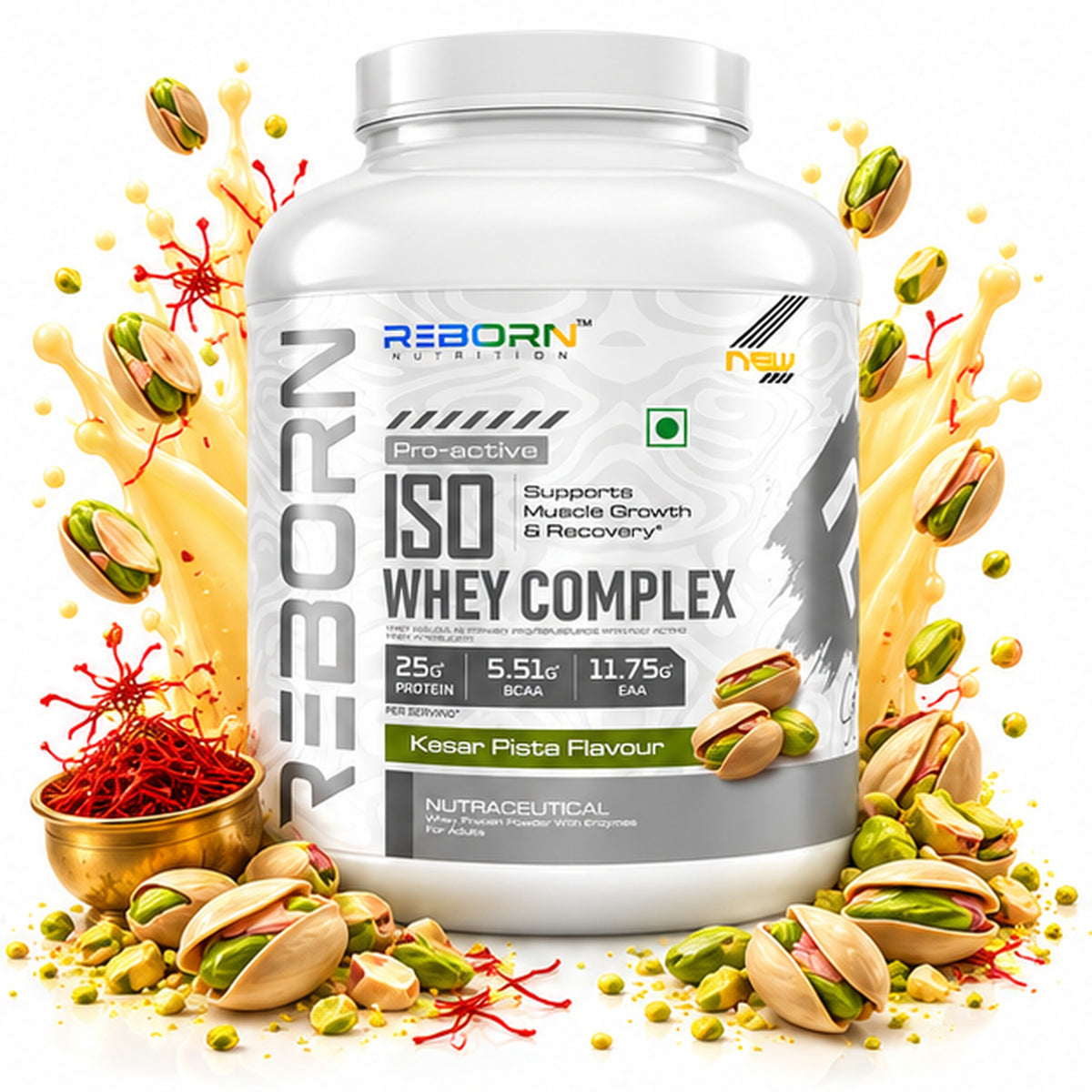 REBORN NUTRITION PRO-ACTIVE ISO WHEY COMPLEX ,25G PROTEIN | 55 Serving