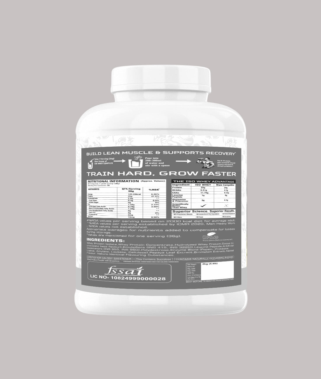 REBORN NUTRITION PRO-ACTIVE ISO WHEY COMPLEX ,25G PROTEIN | 55 SERVINGS | KESAR PISTA FLAVOUR